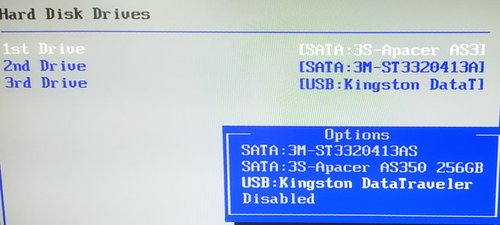 В bios нет hard disk drives